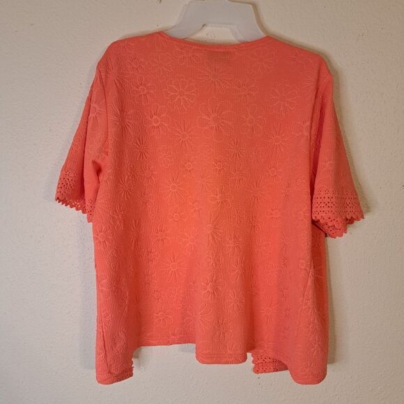 Bon Worth coral short sleeve open front cardigan size Medium petite - Picture 3 of 4